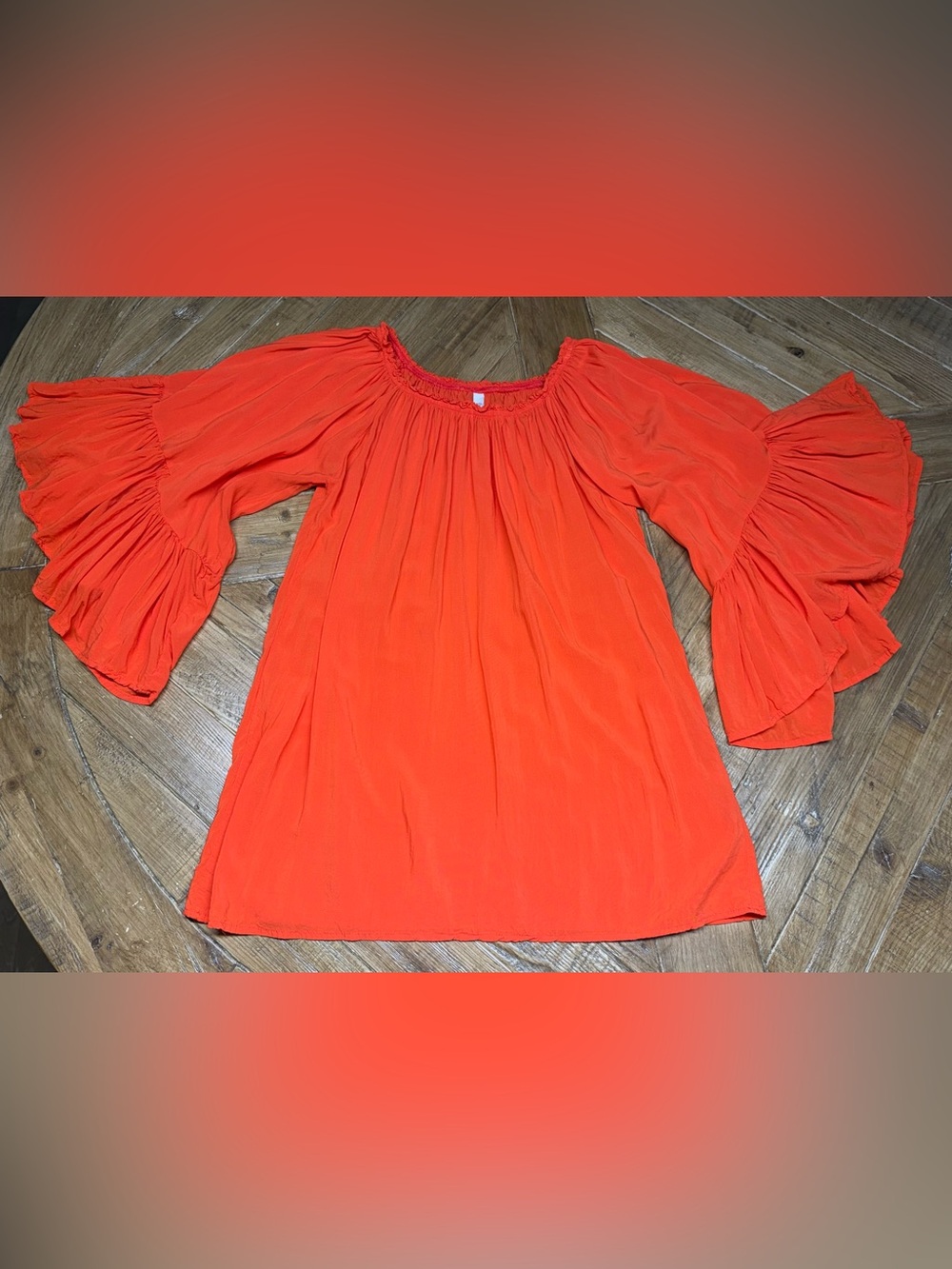 Elan Orange Dramatic Bell Sleeve Top – One Size / can be worn off shoulder